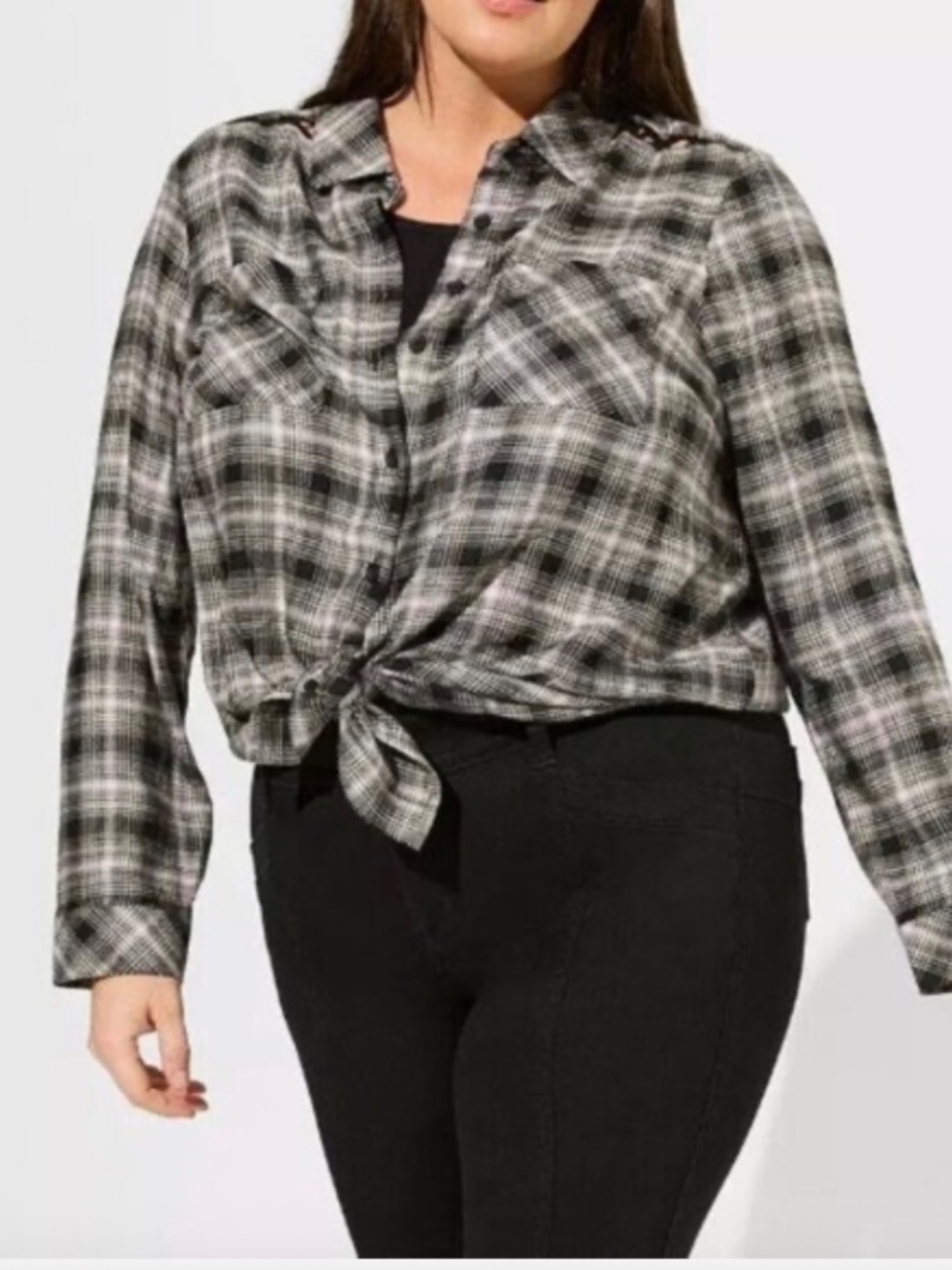 Flannel Button Up Tunic Brushed Acrylic *NEW - NEVER WORN - NO TAGS